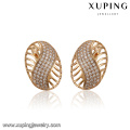 93398 Pendiente de la manera simple chapado en oro micro pave cristalino de oro pendientes de las mujeres